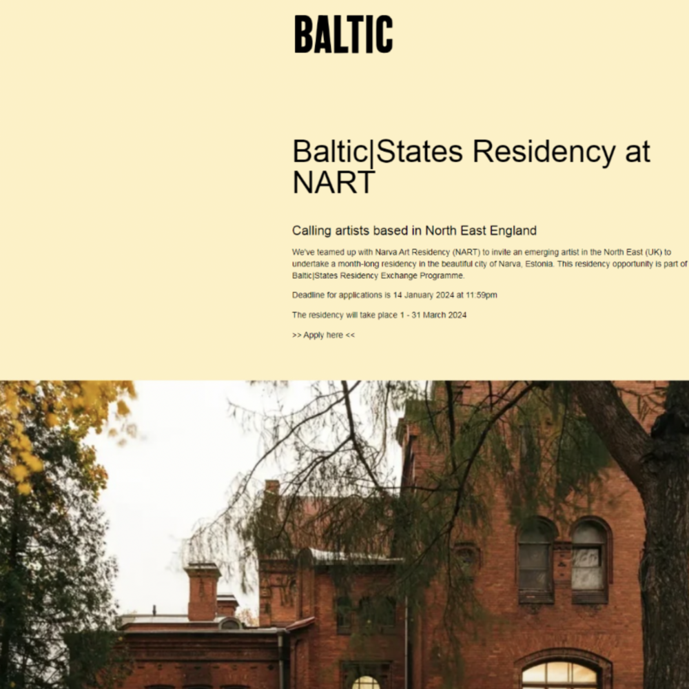 Baltic|States Artist’s Residency konkurss Kirde-Inglismaa kunstnikele